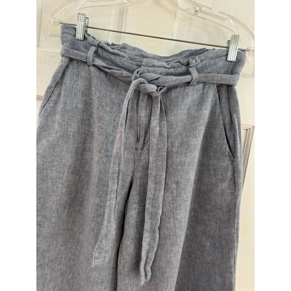 Banana Republic Women's Sz‎ 8 Linen Blend Tie Waist Crop Pants Coastal Chic